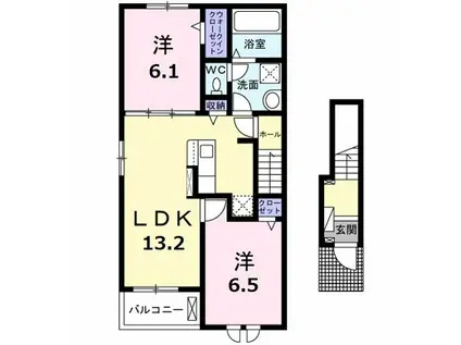 グランドニューファイブI(2LDK/2階)の間取り写真