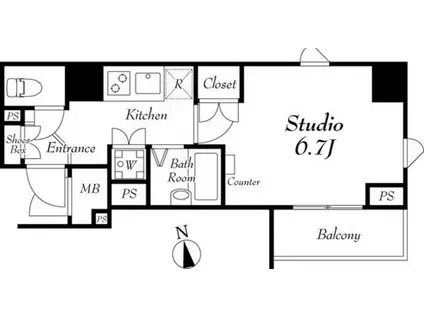 アルテシモパッソ(1K/4階)の間取り写真