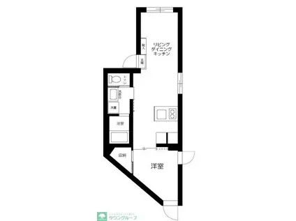 目黒1丁目レジデンス(1LDK/2階)の間取り写真