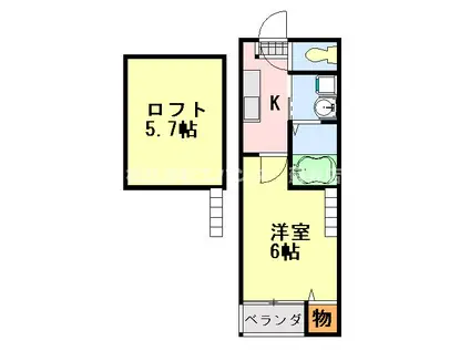 ボヌール蘇我(1K/2階)の間取り写真