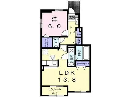 リヤン・ボヌールK II(1LDK/1階)の間取り写真