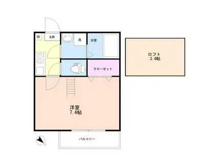 BESTSTAGE東みずほ台(1K/3階)の間取り写真