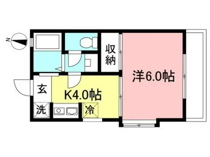 サンハイムA棟(1K/1階)の間取り写真