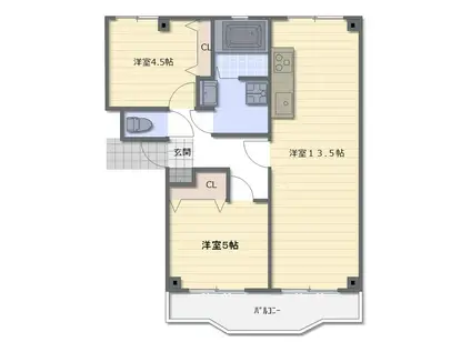 農住メゾン富士見II(2LDK/1階)の間取り写真