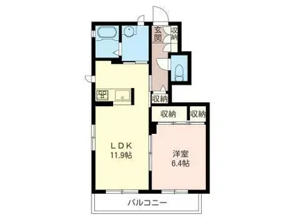 ジャスミン(1LDK/1階)の間取り写真