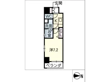 ワールドアイ名古屋城北(1K/13階)の間取り写真