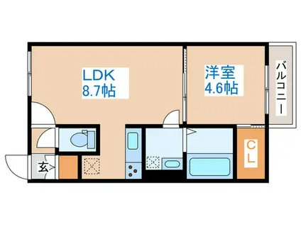 NAGI桑園(1LDK/1階)の間取り写真