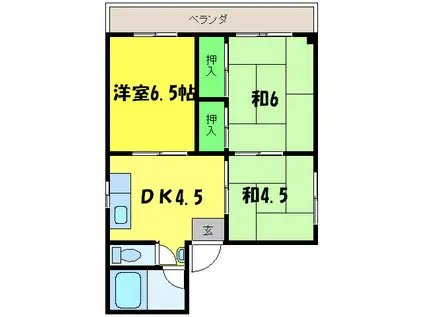 湊マンション(3DK/3階)の間取り写真