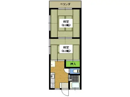 コーポすばる(2K/1階)の間取り写真