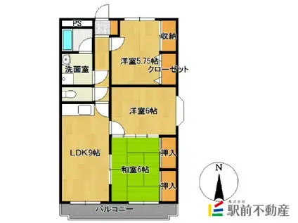 ラヴィニール兵庫(3LDK/2階)の間取り写真