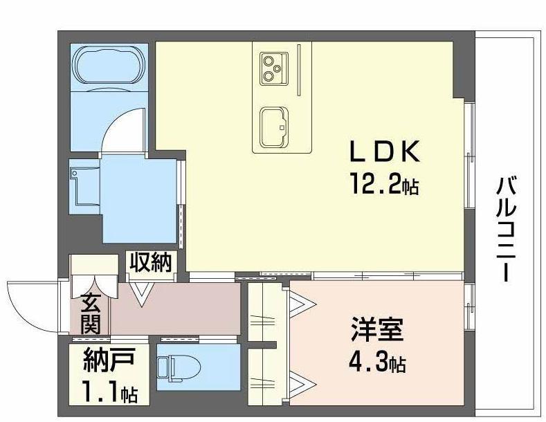 シャーメゾン コア八日町(1LDK/3階)の間取り写真