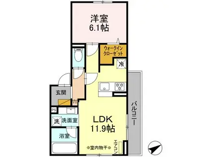 K・TH(1LDK/2階)の間取り写真