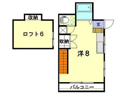 シャル夢V(ワンルーム/2階)の間取り写真