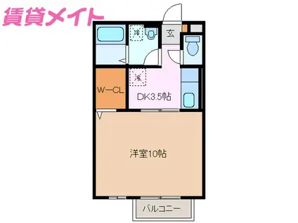 モナリエーレA(1K/1階)の間取り写真