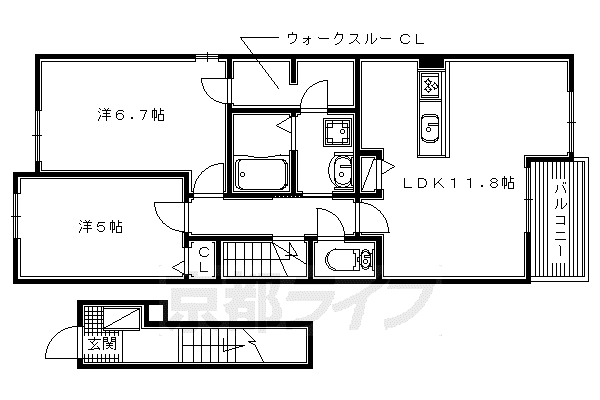 ウッディ オアシスI(2LDK/2階)の間取り写真