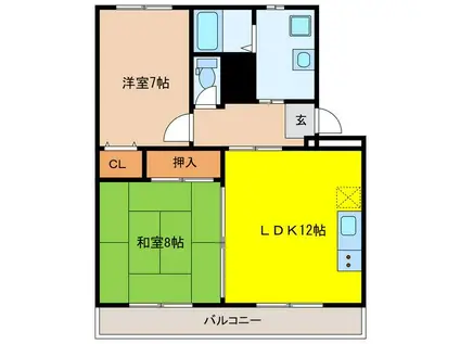 カサグランデ(2LDK/1階)の間取り写真