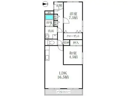 ホワイトキャッスル平針II(2LDK/1階)の間取り写真