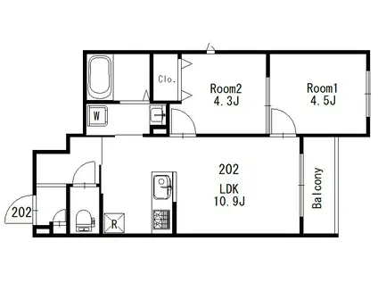 RESORTE(2LDK/2階)の間取り写真
