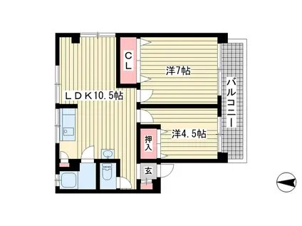 南マンション(2LDK/2階)の間取り写真