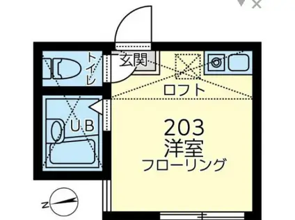 ユナイトビー(ワンルーム/2階)の間取り写真