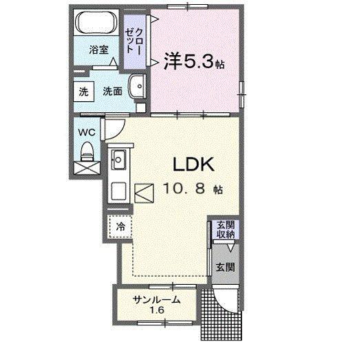 オレンジヴィラージュ(1LDK/1階)の間取り写真