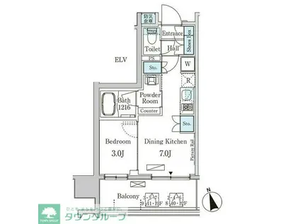 プライマル中央MINATO(1DK/6階)の間取り写真