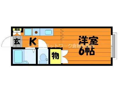 エステートピアB棟(1K/2階)の間取り写真