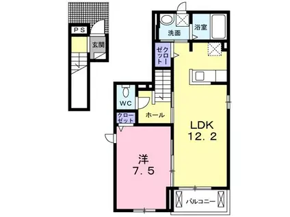 ミヤビII(1LDK/2階)の間取り写真