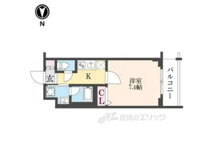 べラジオ雅び京都円町Ⅱ(1K/2階)の間取り写真
