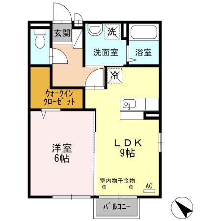 バーディーコート B棟(1LDK/2階)の間取り写真