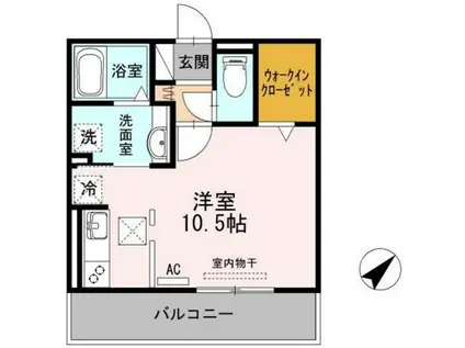 パールメゾン(ワンルーム/1階)の間取り写真