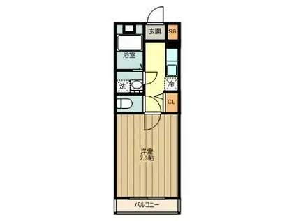 ヴェルドール立川(1K/2階)の間取り写真