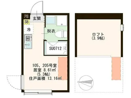 TERRACE SAINT HONORE(ワンルーム/2階)の間取り写真