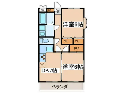 スタウト調布(2DK/1階)の間取り写真