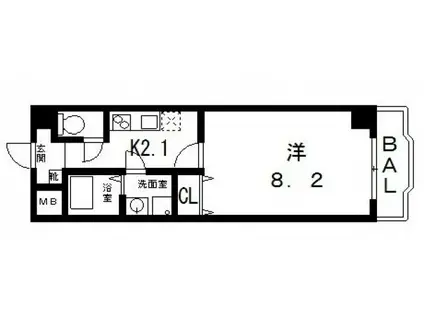 ルミエール八尾II(1K/3階)の間取り写真