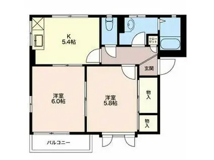 ディアスOANA A(2DK/1階)の間取り写真