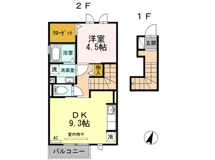 エスペランサD(1LDK/2階)の間取り写真