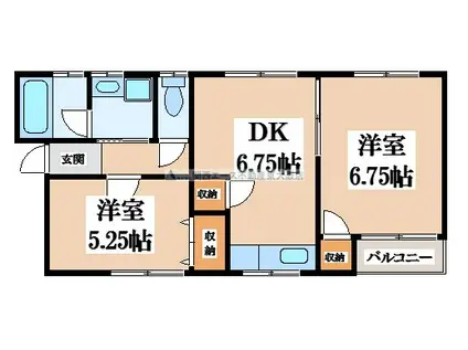 八尾マンション(2DK/4階)の間取り写真