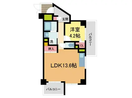 芦屋コンチェルト(1LDK/5階)の間取り写真