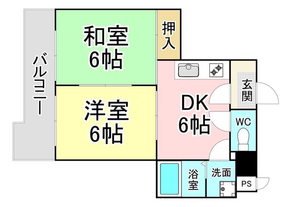 ヴィレッジ皆好園(2DK/8階)の間取り写真