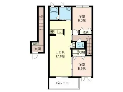 レ・クレ・ドール ソレイユ(2LDK/2階)の間取り写真