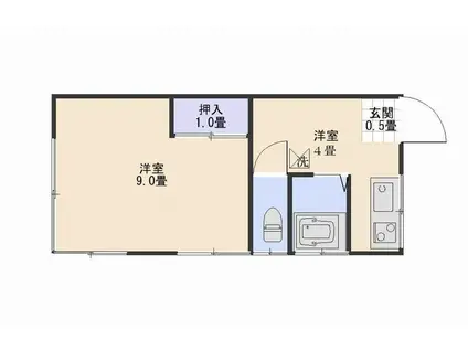 長島マンション(1K/1階)の間取り写真