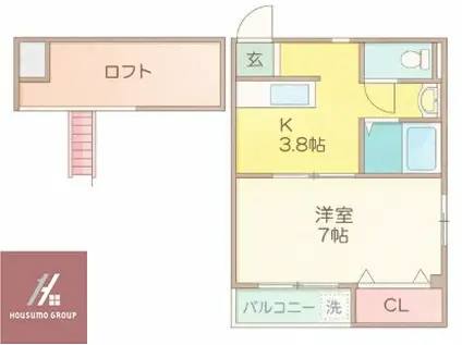 ベルネージュ(1DK/2階)の間取り写真