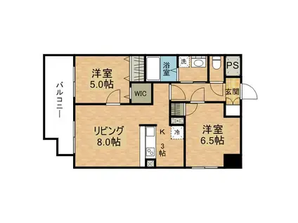 エヴァーグリーン思案橋(2LDK/3階)の間取り写真