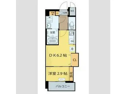 クラウド泉中央イースト(1DK/1階)の間取り写真