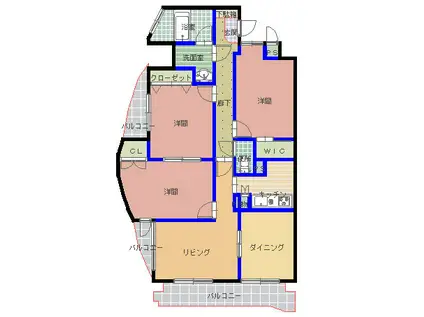 グランスクエア赤塚(3LDK/4階)の間取り写真