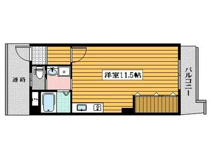 プレステージ・デル・守恒(ワンルーム/2階)の間取り写真