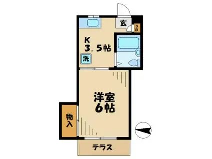 グリーンハイム多摩(1K/2階)の間取り写真