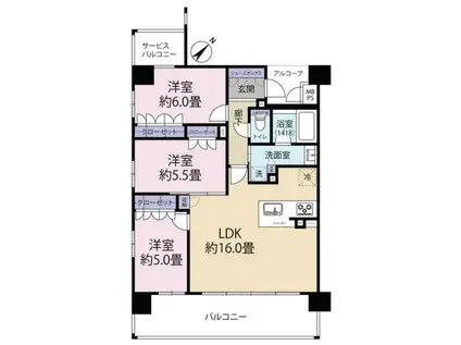 ワコーレ明石ブライトショア(2LDK/8階)の間取り写真