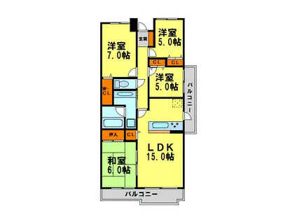 阪急日生ニュータウン花咲く丘の街C棟(4LDK/4階)の間取り写真
